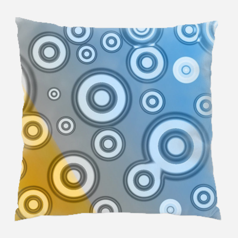 Microsuede Reversible Throw Pillow, Blue/Gray/Yellow