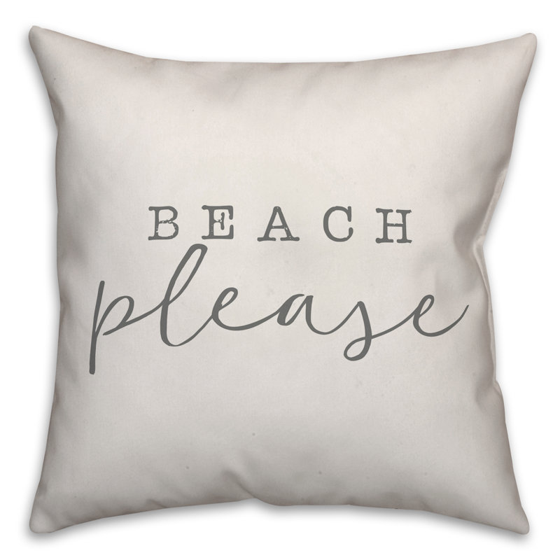 Textual Outdoor Throw Pillow, 16" H x 16" W, White/Dark Gray