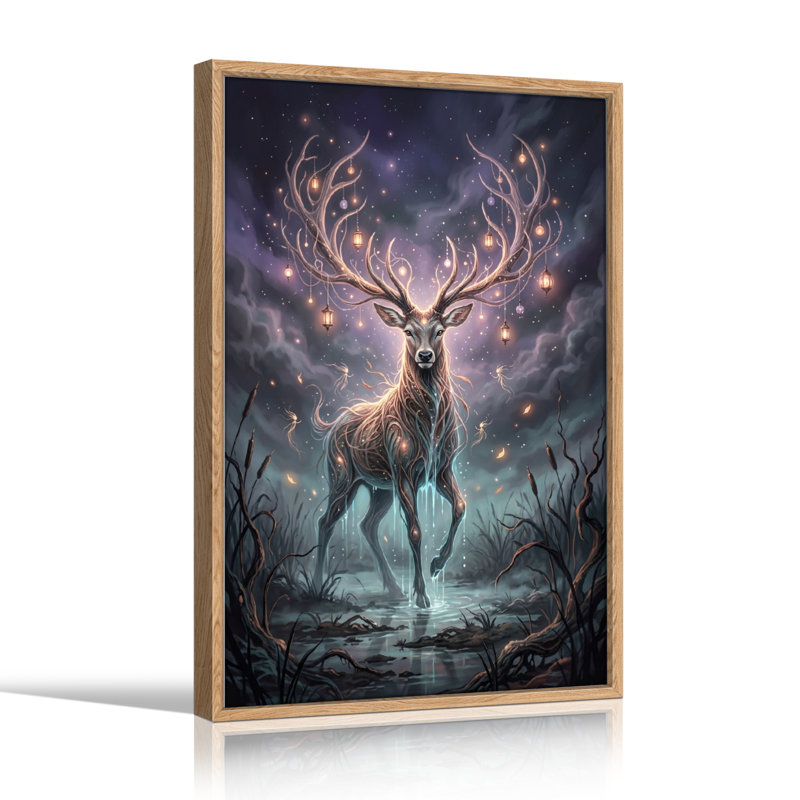 Mystic Deer, reproduction d'art sur toile, ensemble de 1, Natural, H 48 po x l 32 po