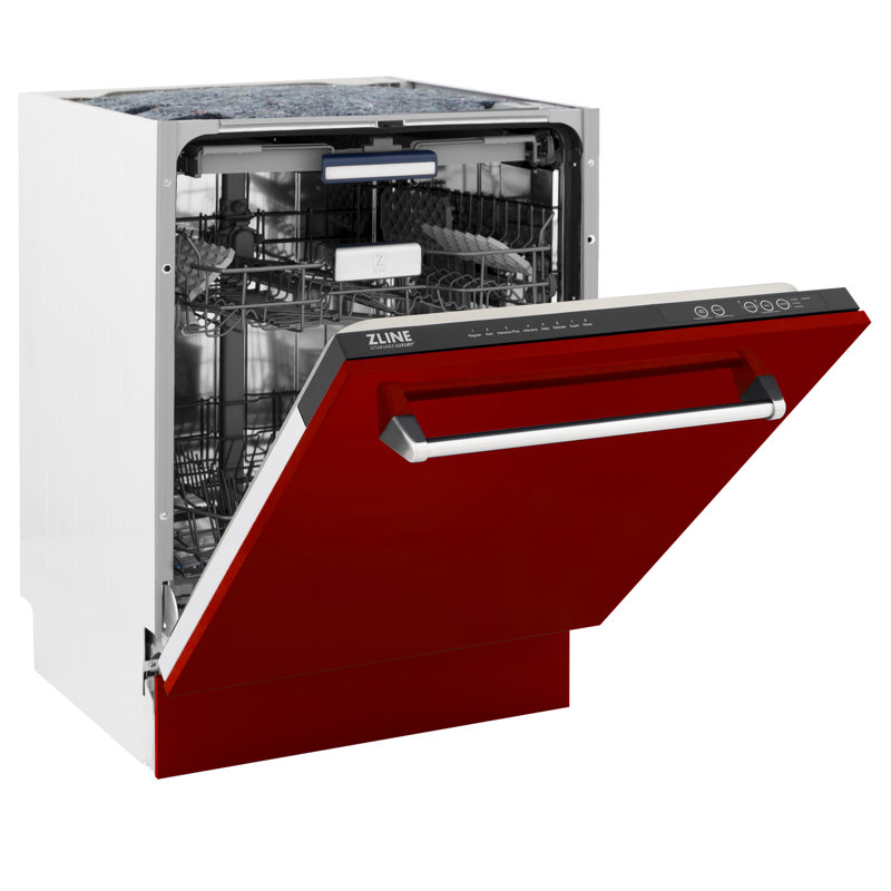 ZLINE 24 in. Tallac Series 3rd Rack Tall Tub Dishwasher, 51dBa, Red Gloss