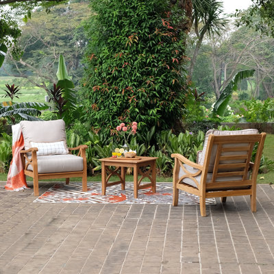 Brunswick Teak 2 - Person Patio Conversation Sets with Cushions