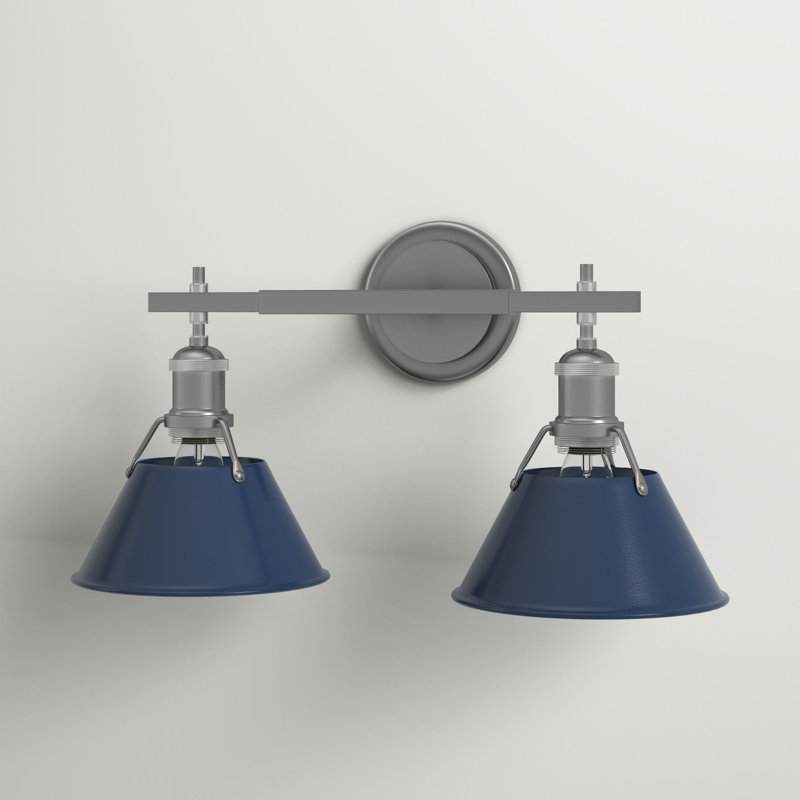 Felda Dimmable Steel Vanity Light, Matte Black, Matte Navy, 2 Lights