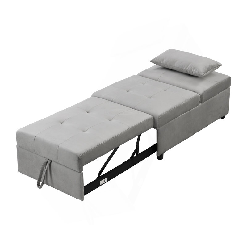 Folding Ottoman Sofa Bed Gray, Gray Velvet