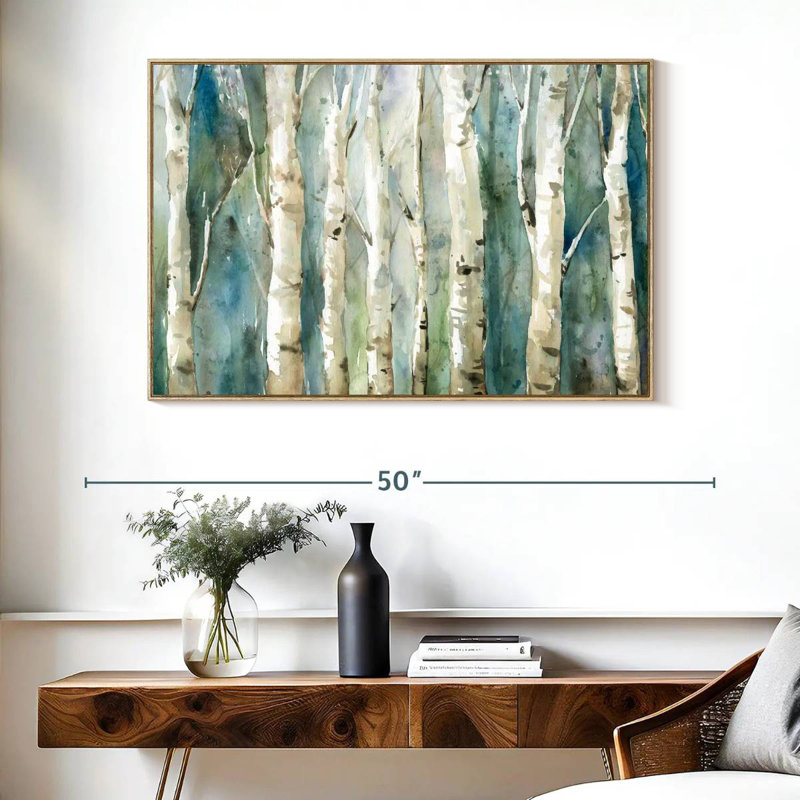 Birch River Walk, Cadre flottant en bois naturel, 40 po x 27 po