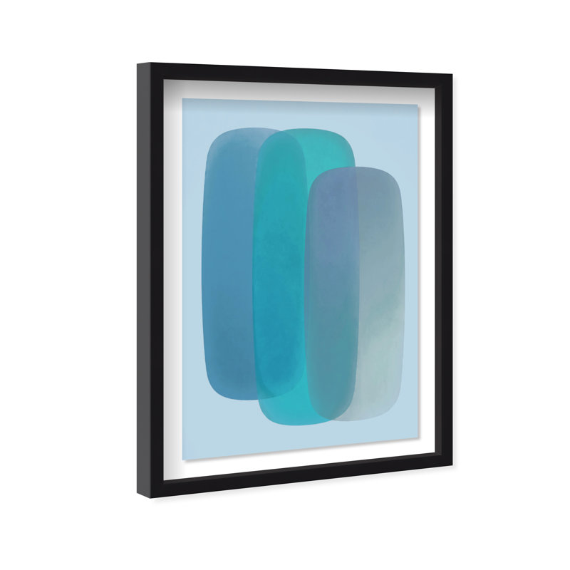 Teal Gradients Print by Oliver Gal, 25.5"H x 17.5"W, Black Shadowbox