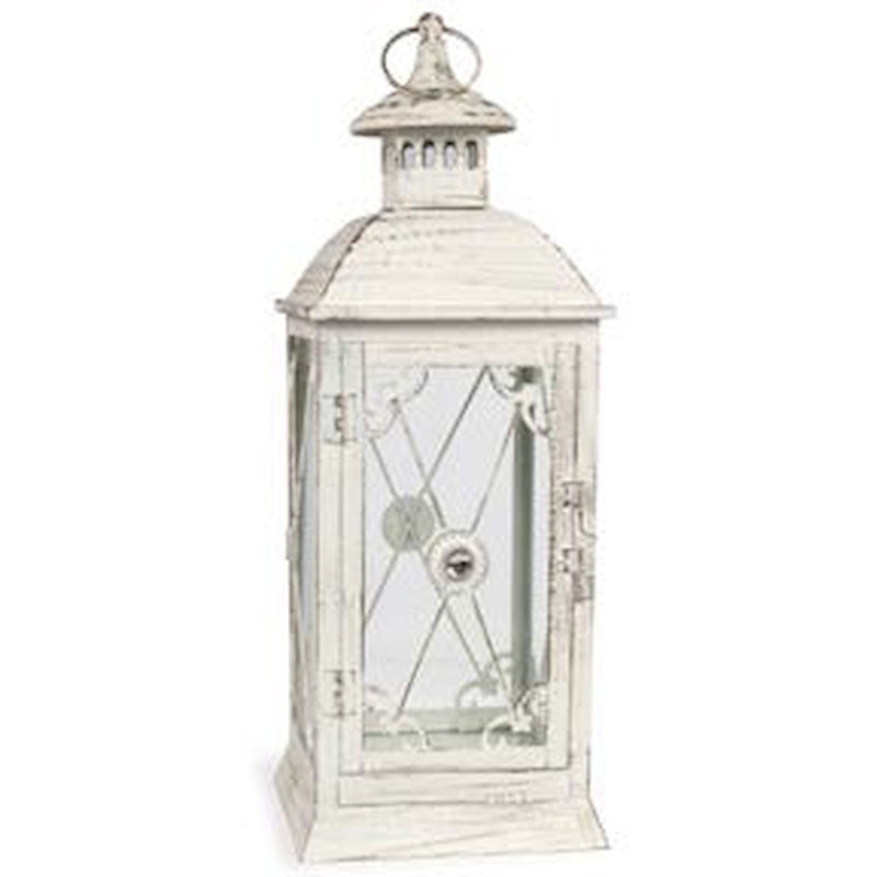 Metal Tabletop Lantern, 17" H x 6.75" W x 6.75" D