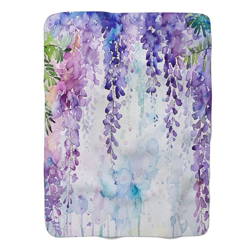 Art floral délicat - couverture en sherpa de qualité supérieure 1 pièce, Grand lit