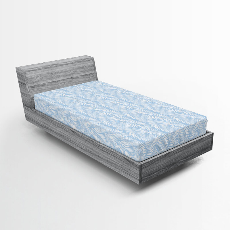  Ensemble de draps-housses pour chambre d'amis, Drap-housse simple TG, Bleu ciel pâle / blanc