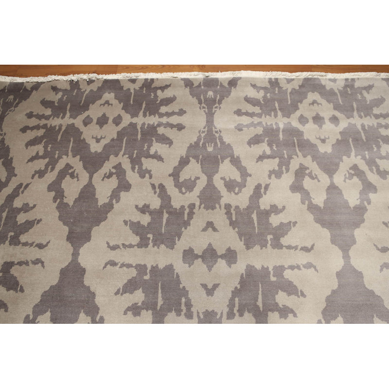 One-of-a-Kind Rectangle 9' X 12' Wool Area Rug in Light Gray