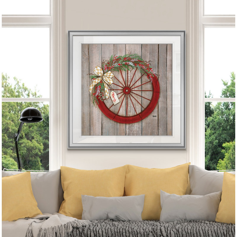 « christmas wheel », peinture, H 24 po x l 24 po x P 1,5 po, Encadrement argenté