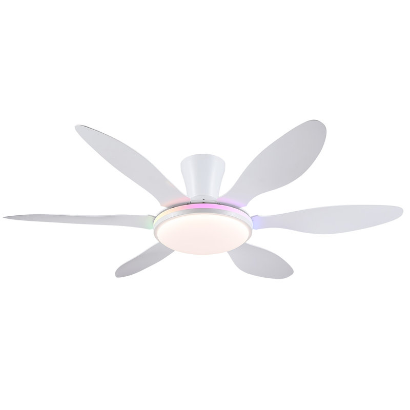 Ventilateur de plafond encastré et télécommande 51 po Cliffes, Bois blanc
