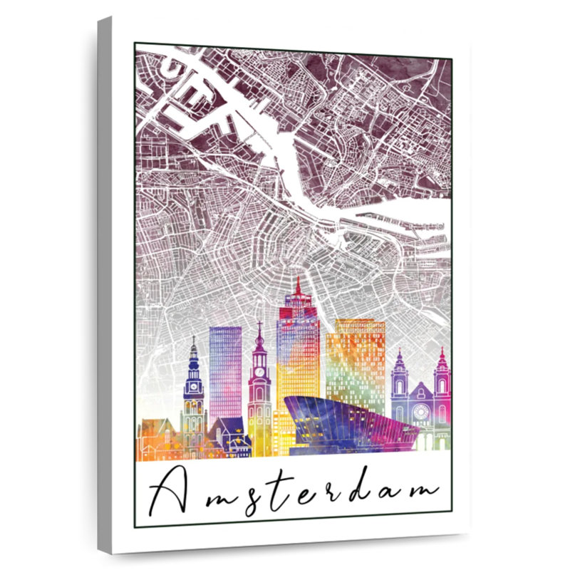 Carte de la ville de Aliaz Amsterdam, H 36 po x l 24 po