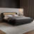 Charlesten Vegan Leather Platform LED Lights Bed with Wooden Slats and Adjustable Headboard, RGB Lighting & Music Sync, No Box Spring Needed-852362829-852362828