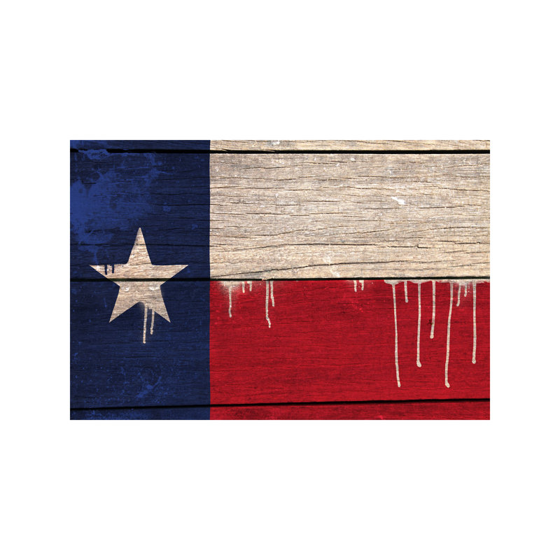 Texas Paint Drip State Flag On Wood Planks - Wrapped Canvas Print, 30.48cm H x 45.72cm W x 1.91cm D