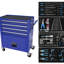 Coffre à outils à 4 roulettes, 24,91 po x 13 po x 30,03 po, bleu. Pour garage, entrepôt. Boîte de rangement fonctionnelle à 4 roues verrouillable, thermolaquée, 24,91 po x 13 po x 30,03 po. Boutique, garage. Avec frein,