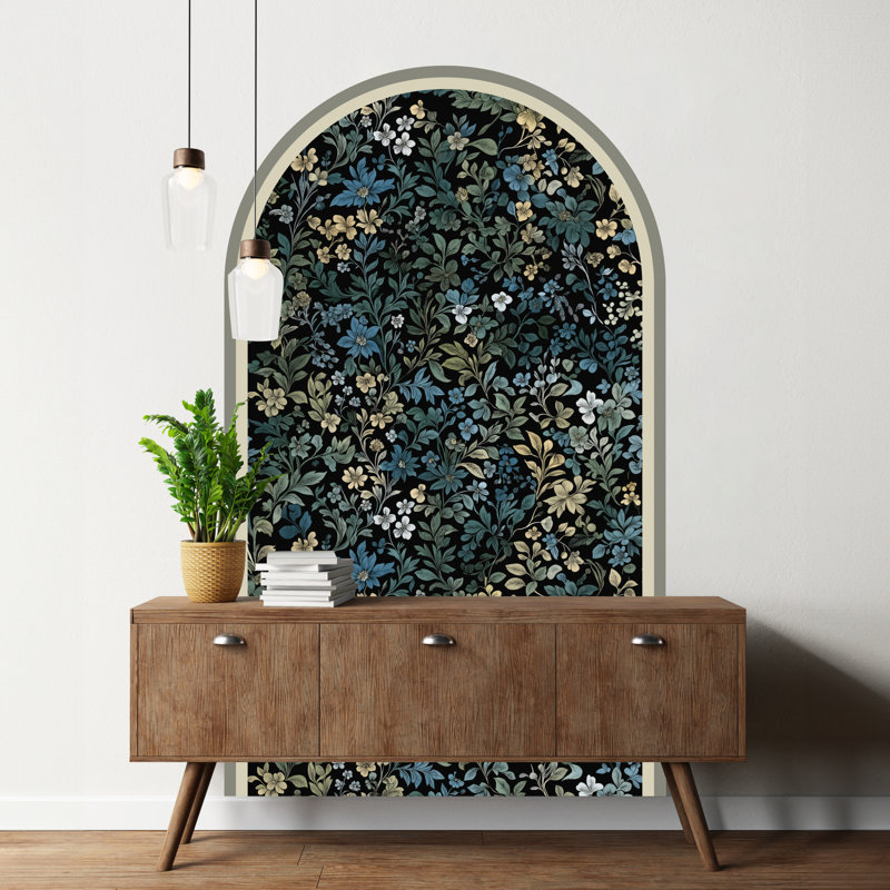 Botanical Floral Non-Wall Damaging Peel and Stick Wall Decal, 71" H x 40" W 