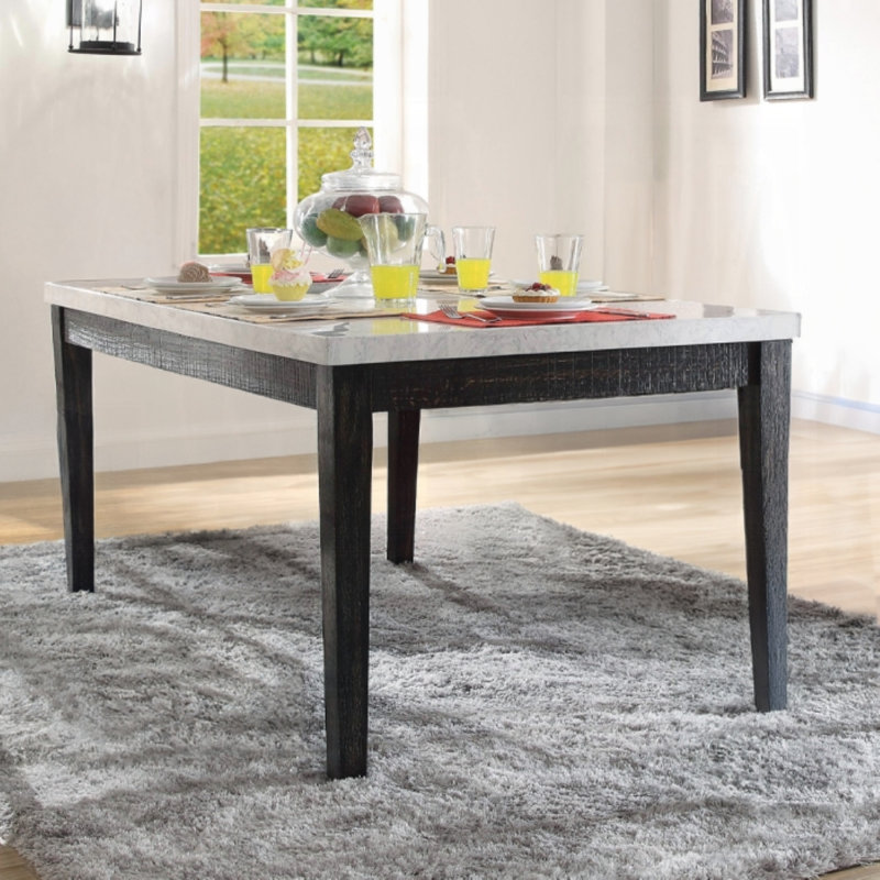 Corydon DINING TABLE, White Nature Marble, Salvage Dark Oak
