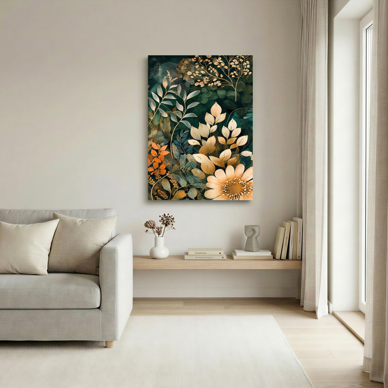 Ensemble de 1 tableau sur toile à motif floral botanique, H 24 po x l 16 po