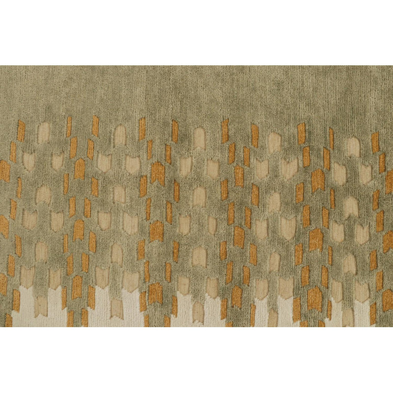 Scandinavian Hand Knotted Wool Geometric Area Rug, Rectangle 10' x 14'