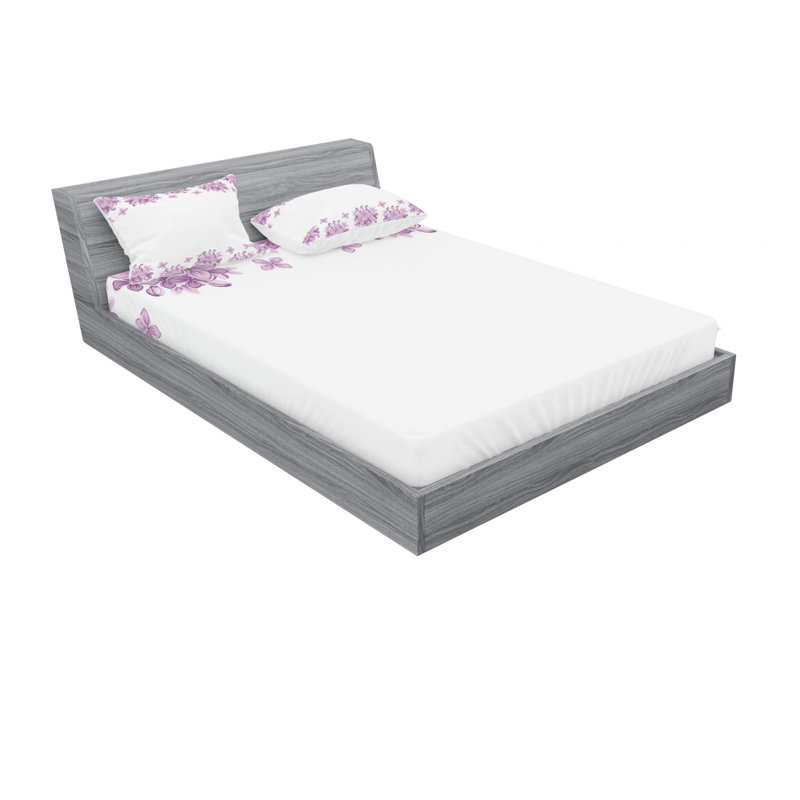 Microfiber Floral Sheet Set, Full/Double Sheet Set with Fitted Sheet