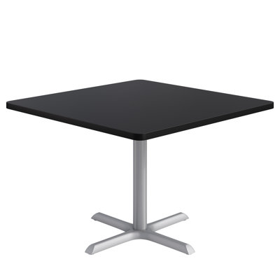 KFI Studios Proof 42" Square Pedestal Table, Grey Top, Black X-Base