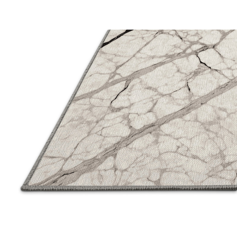 Machine Washable Gray Area Rug, Round 8'