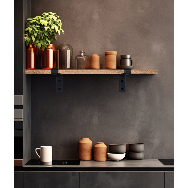 Rayne Metal Bracket Oak Shelf, Honey, 1'' H x 19'' W x 6'' D