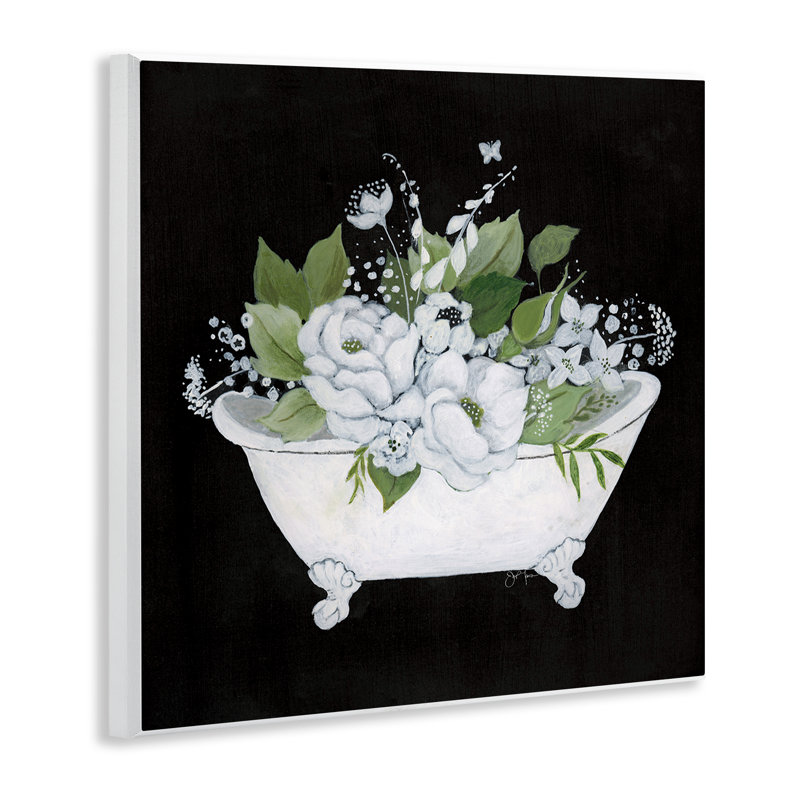 Art mural charmant sur une baignoire florale par Janet Tava
