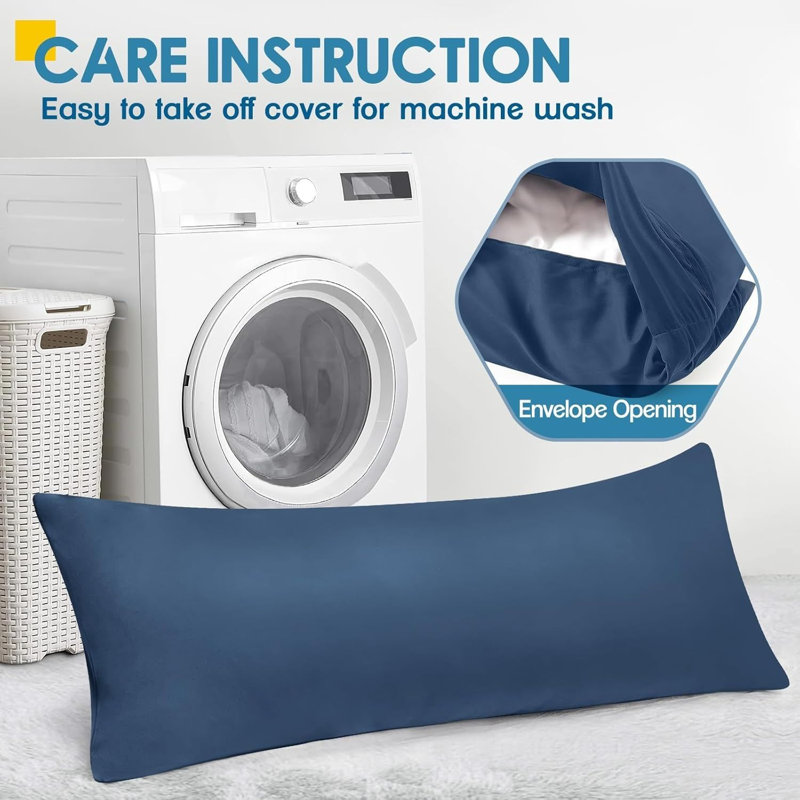 Oreiller long en mousse à mémoire de forme 20 po x 54 po, bleu