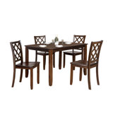 Ziko 5 Piece Dining Table Set, 4 Crossed Back Chairs, Solid Wood