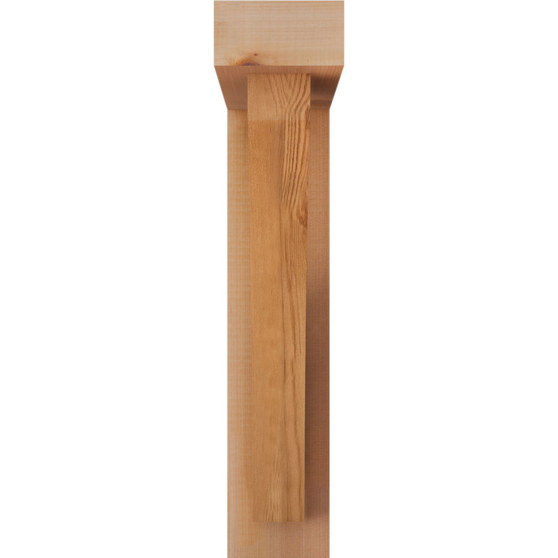 4"W x 16"D x 20"H Thorton Block Rough Sawn Bracket w/ Offset Brace, Western Red Cedar, 20 x 16