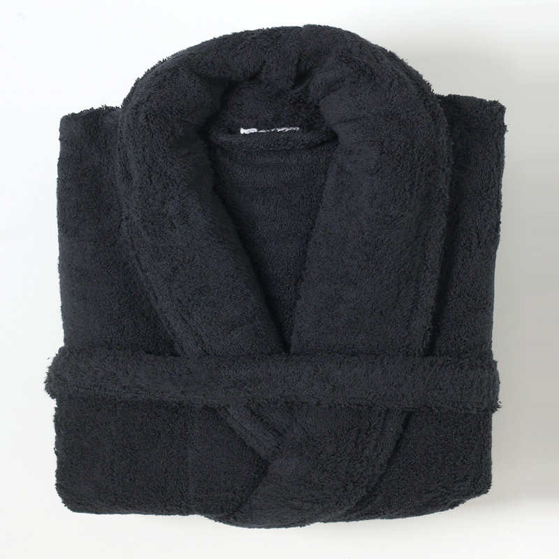 Deidrich Gender Neutral Above Knee Bathrobe with Pockets, Black