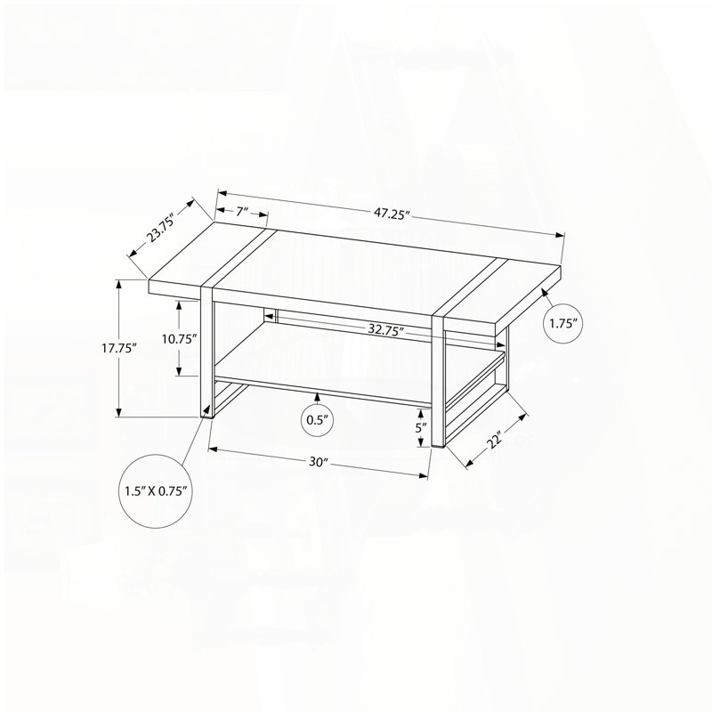 Table basse, table basse, table d'appoint, table centrale, Brun