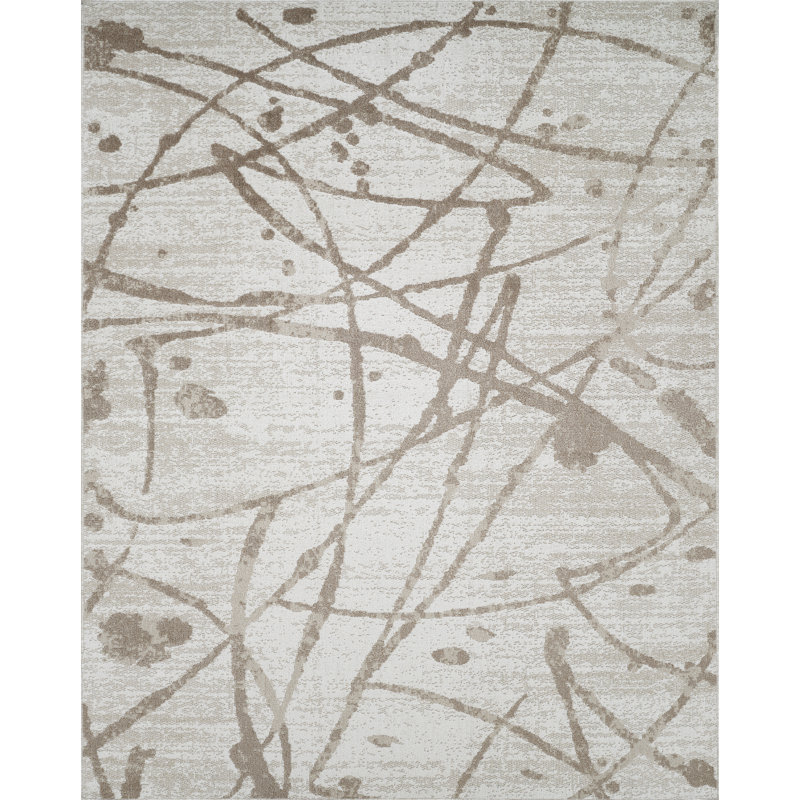 Machine Washable Archie Beige/Brown Rug, Rectangle 8'9" x 12'