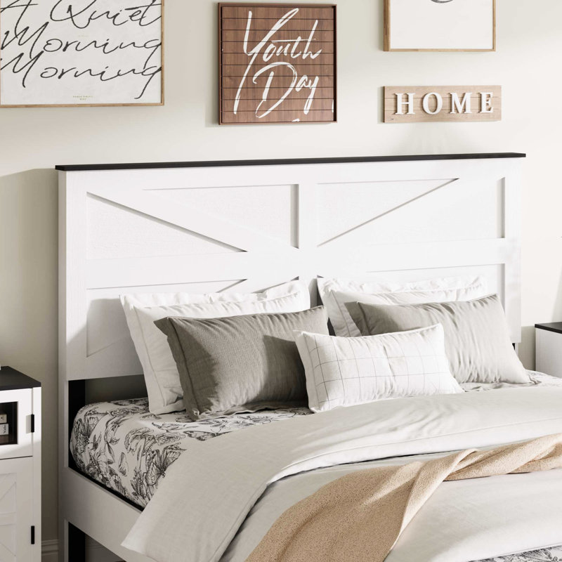 Très grand cadre de lit avec maquillage en métal et en bois blanc, bruit, pas de sommier tapissier, assemblage facile, rangement sous le lit, tête de lit mi-hauteur pour la taille de la chambre à coucher en blanc, structure,
