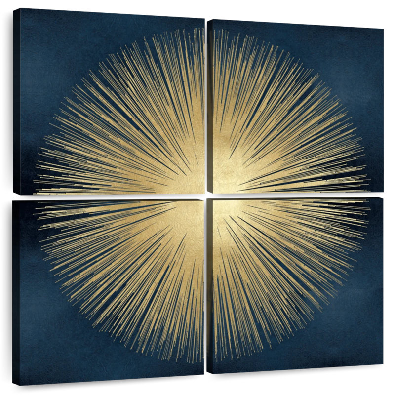 Avery Sunburst doré sur bleu I, H 45 po x l 45 po
