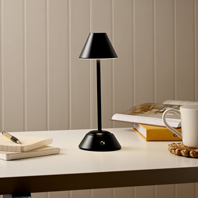 Matt Black USB LED Touch Table Lamp - Medium