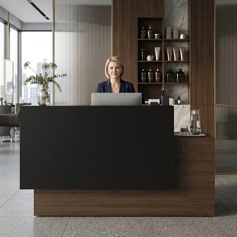 Rectangle Synthetic Laminate Reception Desk, 41.34" H x 70.87' W x 27.56" D