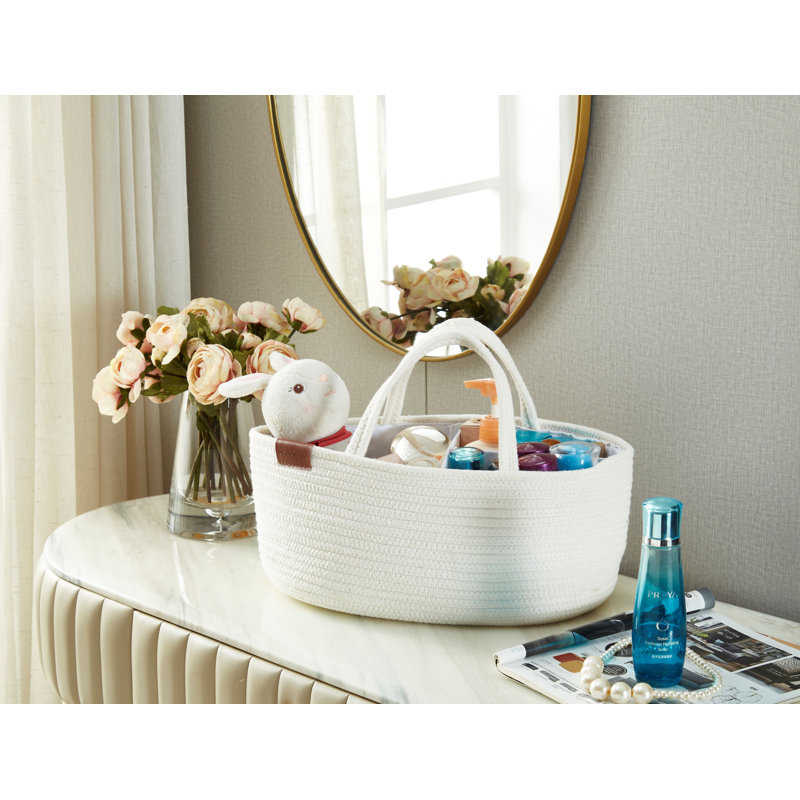Panier en tissu Caddy Organiser, Gris clair / blanc