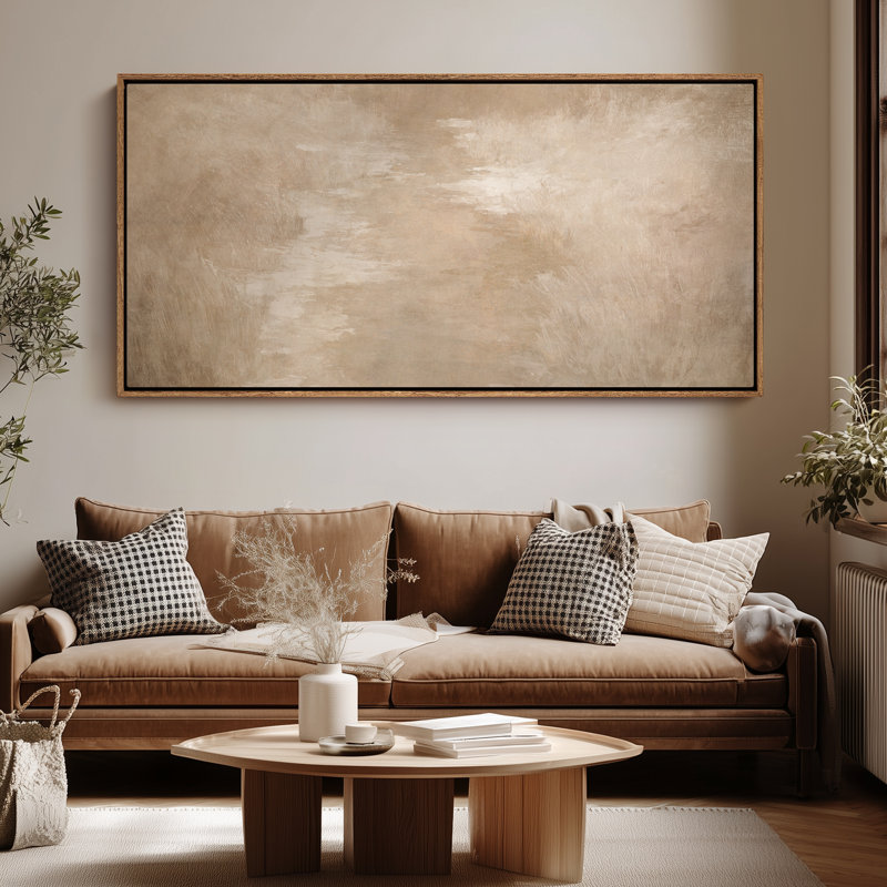 Art mural extra large, paysage abstrait neutre, H 30 po x l 60 po, Naturel
