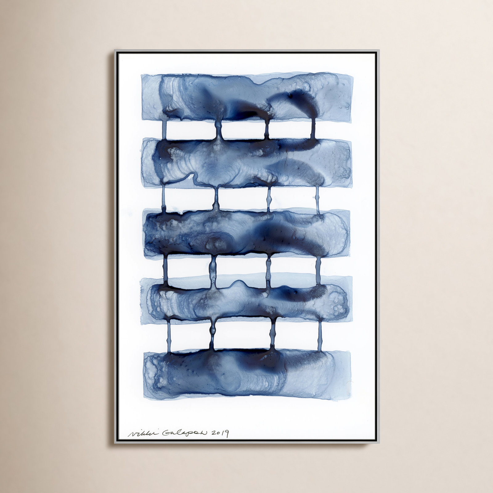 Stitched Together I by Nikki Galapon - Solid Wood Rectangle Print Single Piece Item on Canvas, Silver Framed Canvas