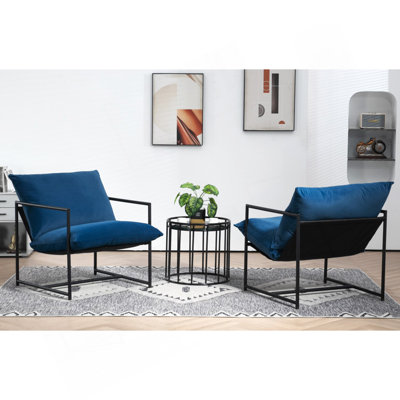 Fauteuil d'appoint élégant en velours moderne, fauteuil inclinable contemporain avec cadre en métal et siège profond pour bureau personnel