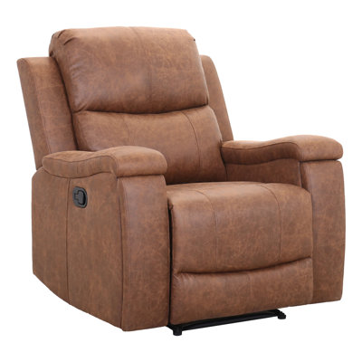 Emony 37" Wide Modern Vegan Leather Manual Recliner Chair with Built-in Cup Holder