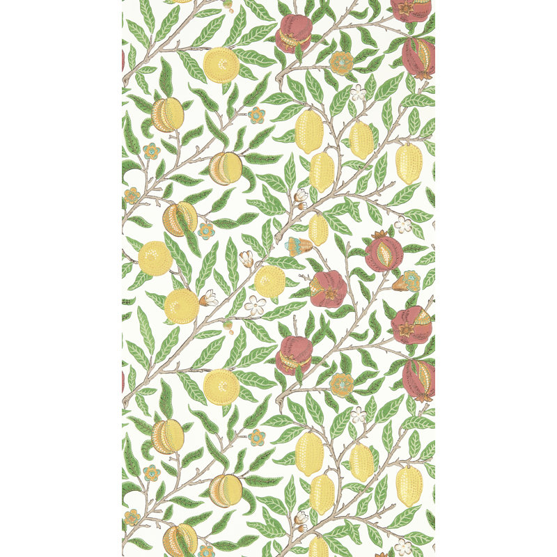 Fruit Wallpaper, Leaf Green/Madder