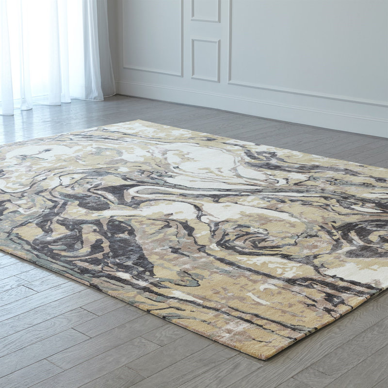 Marbleized Hand Tufted Abstract Area Rug, Rectangle 8' x 10'