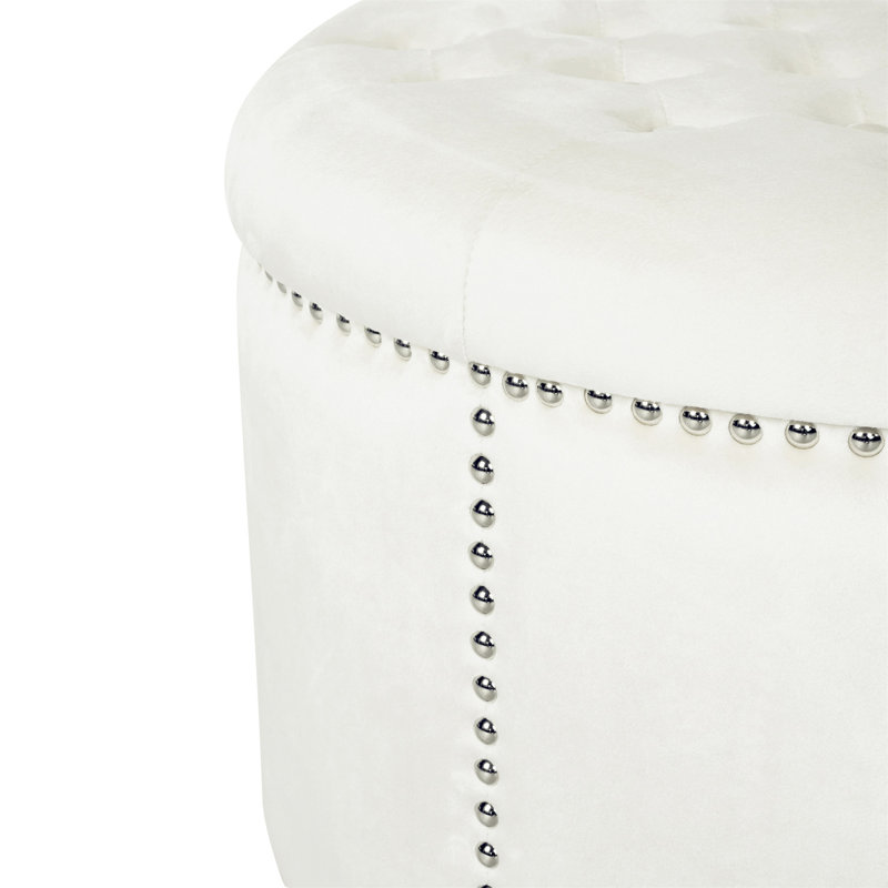 Helotes Tufted Round Cocktail Ottoman, Beige