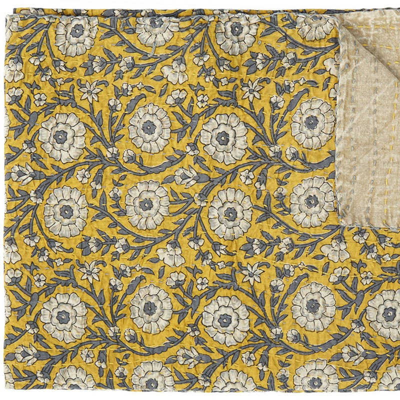 Jeté en coton avec broderie Kantha 50 "X 70" Kantha, Lavande / vert / mauve