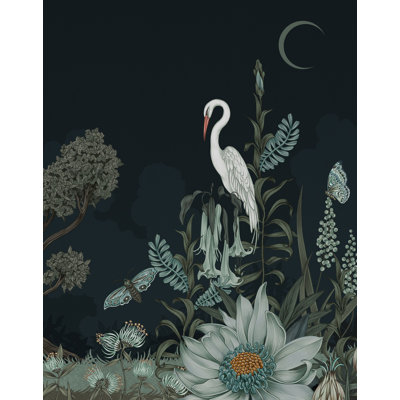 Murale Night Heron | Murale pré-collée - 96 po x 124 po