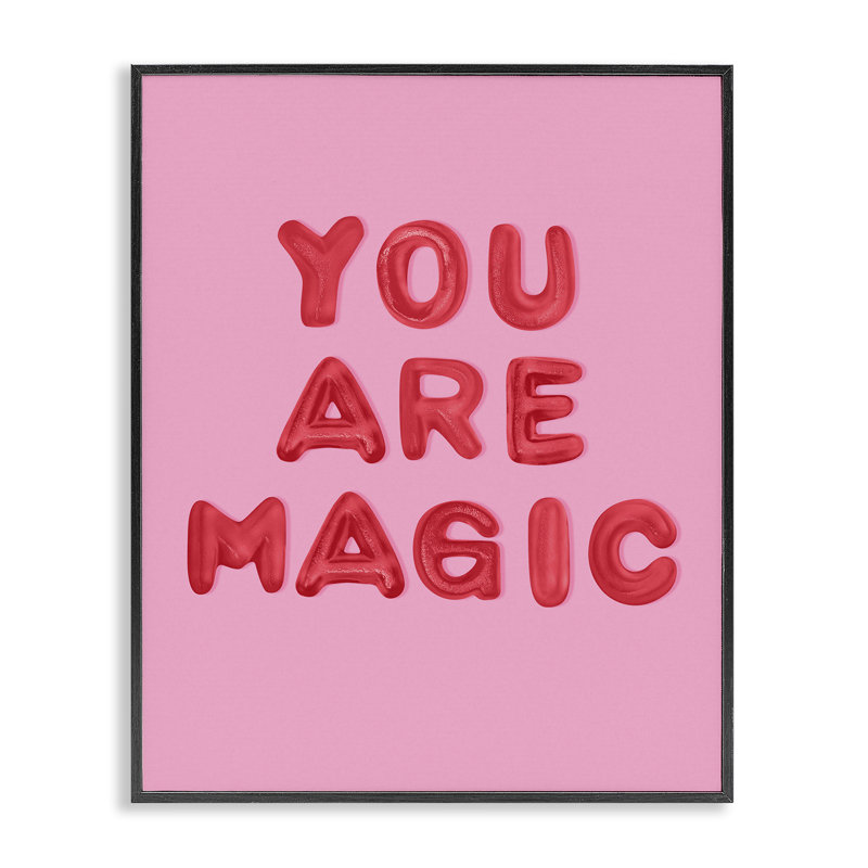 «You Are Magic», estampe numérique rouge et rose, design par Lish Creative, H 20 po x l 16 po, Giclée encadrée noir minuit