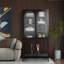 Elegant Floor Cabinet With 2 Glass Arched Doors Living Room Display Cabinet With Adjustable Shelves-1557601185
